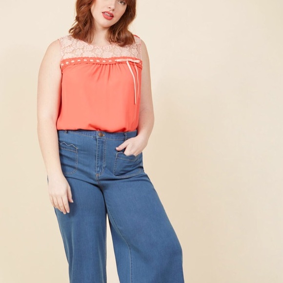 ModCloth Natural Sweetener Coral Sleeveless Blouse - Picture 3 of 13